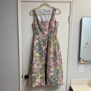 Kay Unger Multicolor Floral Midi Dress